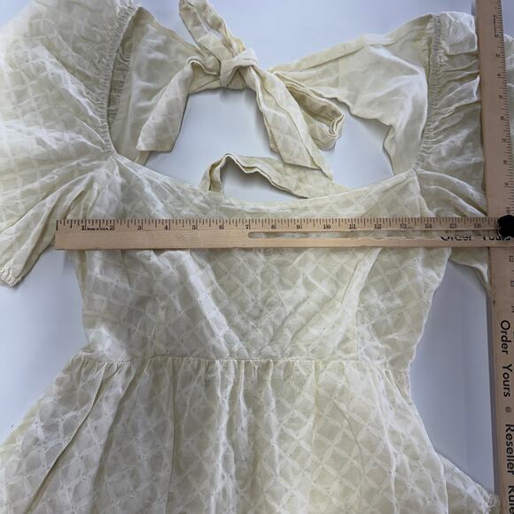 Bardot Dress Womens 8 Butter Yellow Gingham Lucy Mini Puff‎ Sleeve Cotton - Picture 12 of 15